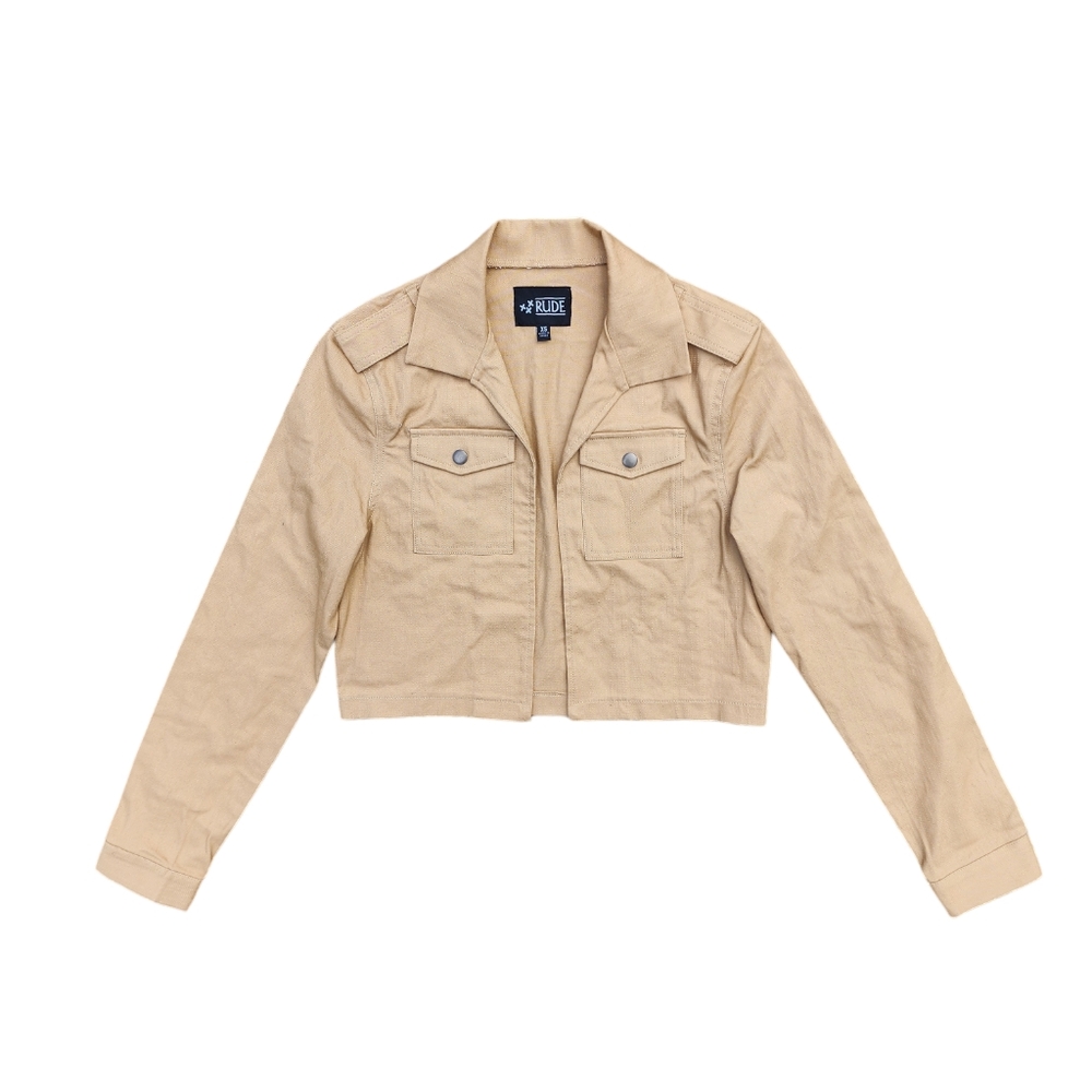 Hot Topic Xxx Rude Khaki Cropped Jacket